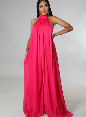 European fashion women jumpsuits long pants Wide-legged pant