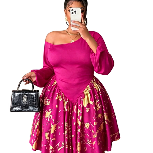 women dresses plus size clothes big size print dress a line
