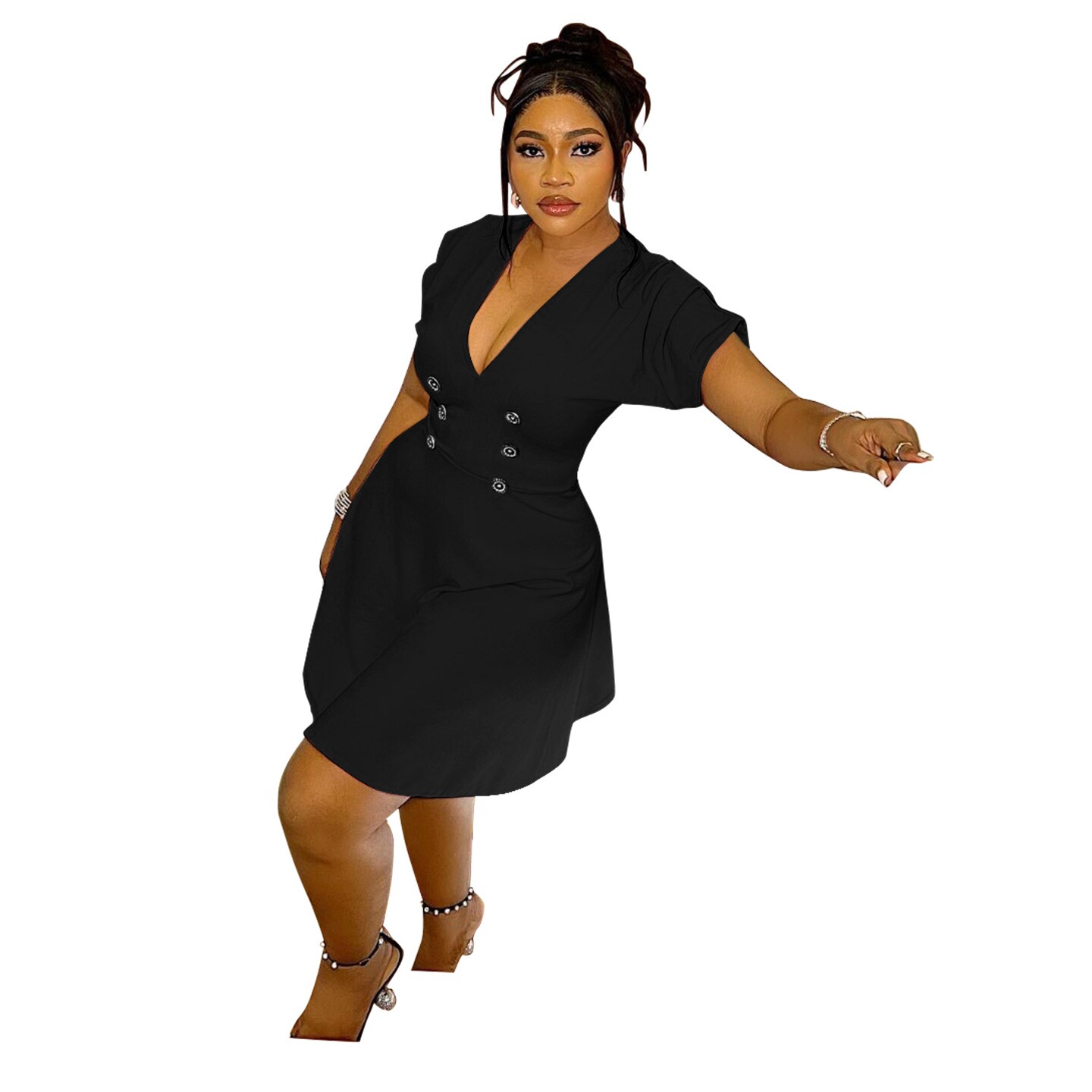 5XL plus size African women's dress 大码非洲女士黑色连衣裙子