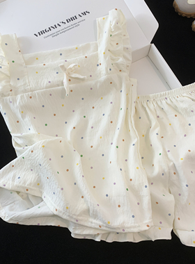 公主风儿童睡衣女孩2025新款夏季学生短裤甜美女童背心家居服套装