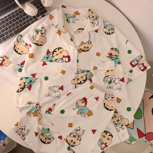 新款儿童卡通小新睡衣夏季可爱薄款短袖裤男孩中大童家居服女套装