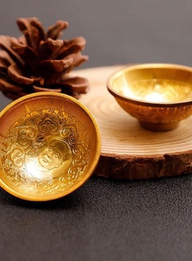 袖珍小碗摆件摆饰碗 镀金碗合金迷你金碗工艺品抓周道具拍照