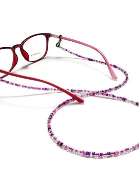 日韩手工串珠彩色水晶口罩链挂绳防丢功能性项链轻奢