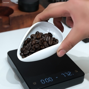咖啡豆计量盘秤咖啡粉碟陶瓷量杯生豆称量盘熟豆接豆冷却盘子