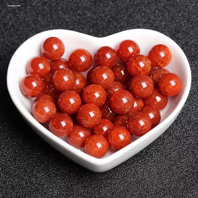 红玛瑙散珠红色圆珠diy手串配珠手工串珠编制材料手链饰品配件