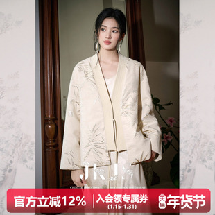 JKJS【摇霜月】织金雪尼尔 新中式外套加厚汉服夹棉袄子国风棉衣