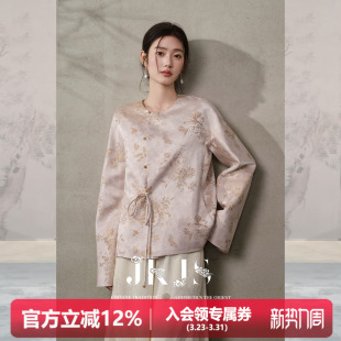 女装 金丝天丝提花国风斜襟外套圆领宽松上衣新中式 云纱锦 JKJS