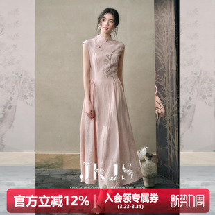 长裙盘扣裙子女夏 人丝亚麻连衣裙改良旗袍新中式 JKJS 月芙蕖