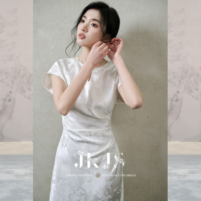 JKJS人丝提花改良旗袍女
