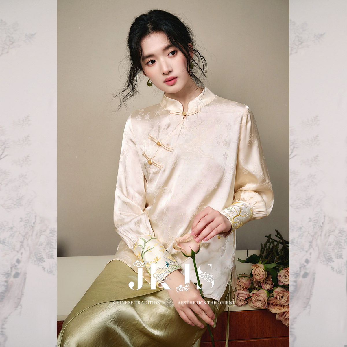 JKJS人丝提花新中式衬衫