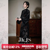 郁斓冬 丝绒刺绣 新中式 JKJS 长裙秋冬连衣裙长款 加厚气质裙子