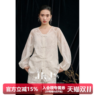 薄款 JKJS天丝镂空绣花衬衫 国风小衫 开衫 两件套 短裤 梨花坠雪