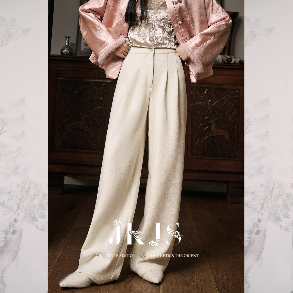 卫裤长裤阔腿裤JKJS新中式