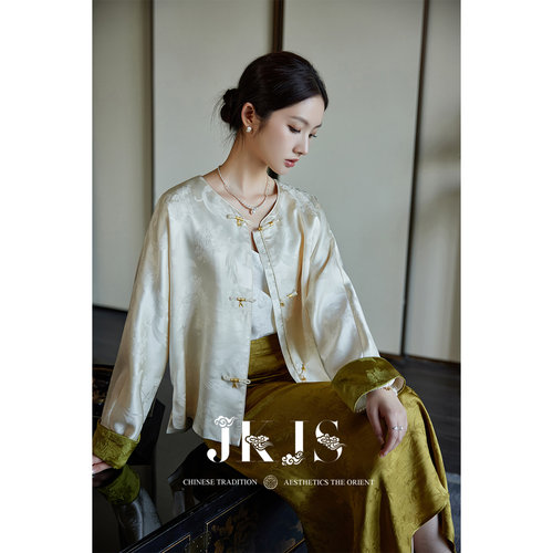 JKJS桑蚕丝提花外套真丝上衣
