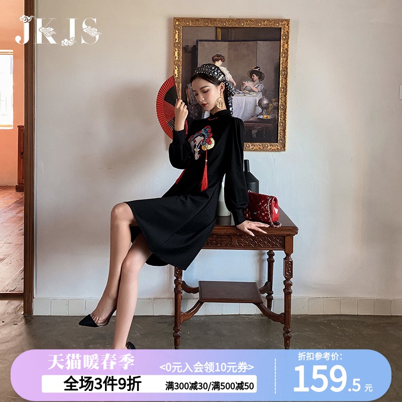 改良版旗袍秋冬2022年新款年轻款唐装女国潮女装中国风长袖连衣裙