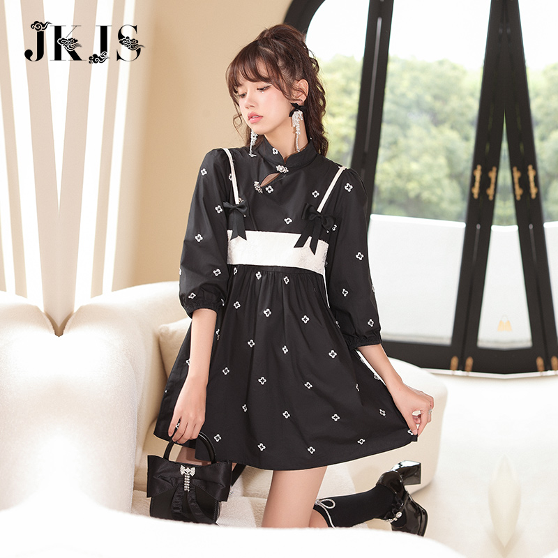 秋季国潮少女复古风改良旗袍