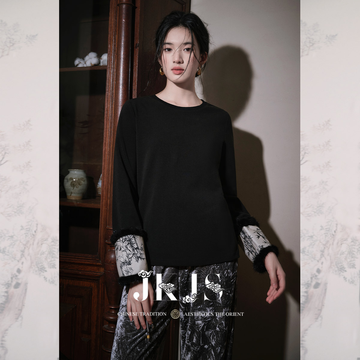 水貂毛袖口国风内搭刺绣JKJS