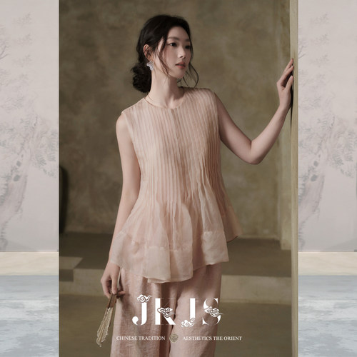 JKJS珠光感风琴褶衬衫