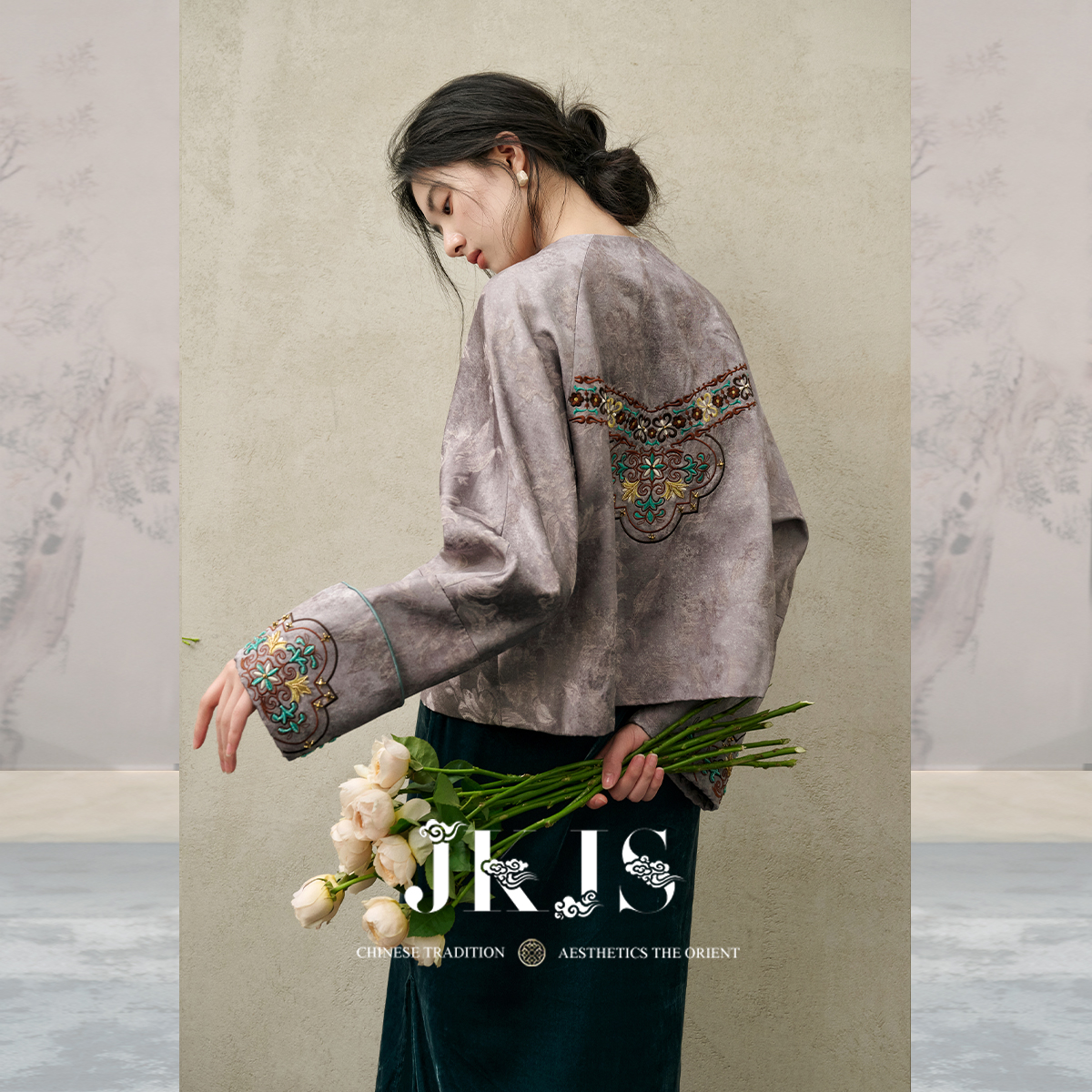 JKJS人丝羊毛提花短款外套