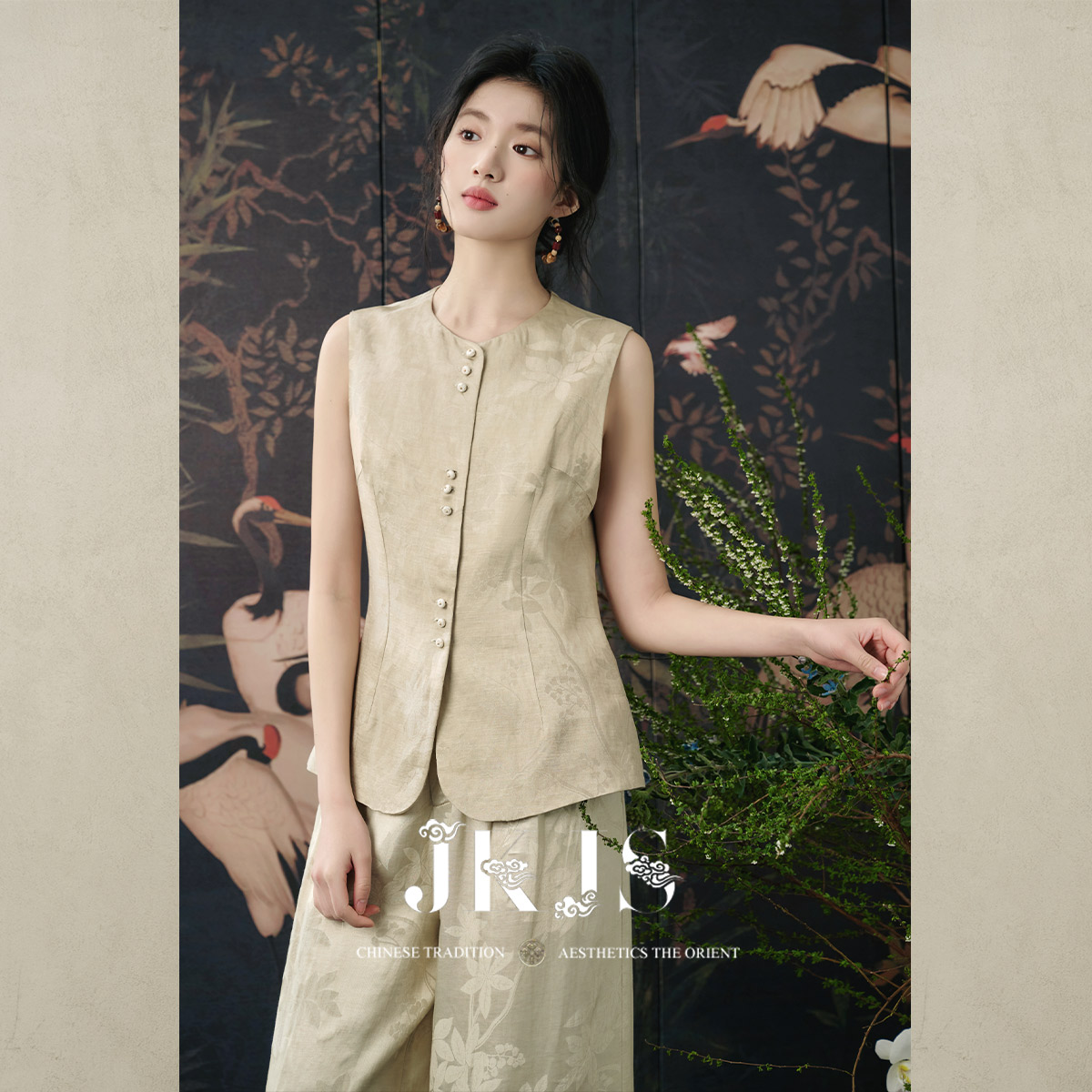 JKJS人丝亚麻提花马甲