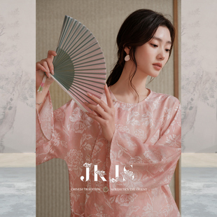JKJS【花绯绡】人丝烧花扎染工艺 衬衫女款2026新款独特漂亮小衫