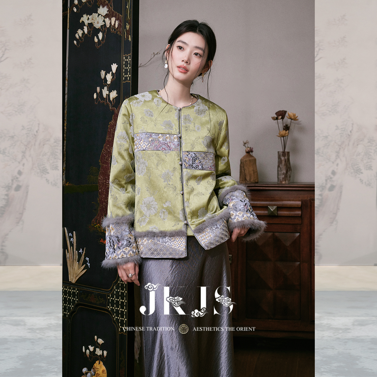 JKJS水貂毛拼接棉服女冬