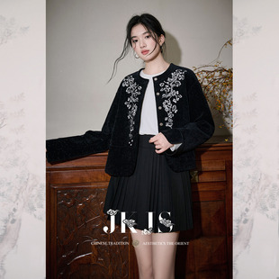 JKJS【梅溪渡】新中式雪尼尔服饰秋冬女士独特超好看复古短款外套