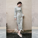 气质长裙 金钻绒连衣裙秋冬打底加绒旗袍裙子新中式 JKJS 琉璃花