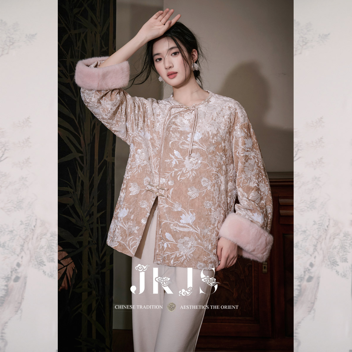 重工珠片绣短款棉袄JKJS加棉