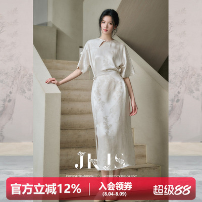 JKJS人丝亚麻新中式连衣裙收腰