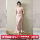 连衣裙高级设计感国风修身 人丝提花新中式 粉色裙子 云锦诏 JKJS