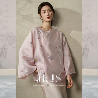 JKJS蝴蝶刺绣新中式衬衫女