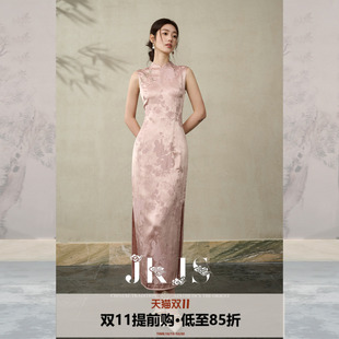 JKJS【云锦】人丝提花定位刺绣新中式旗袍修身连衣裙夏季新款女装