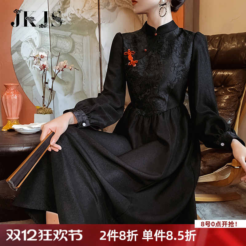 旗袍秋冬年轻款民国复古女装