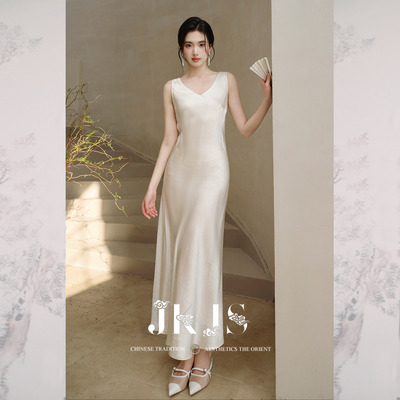 JKJS醋酸背心裙女夏垂坠感