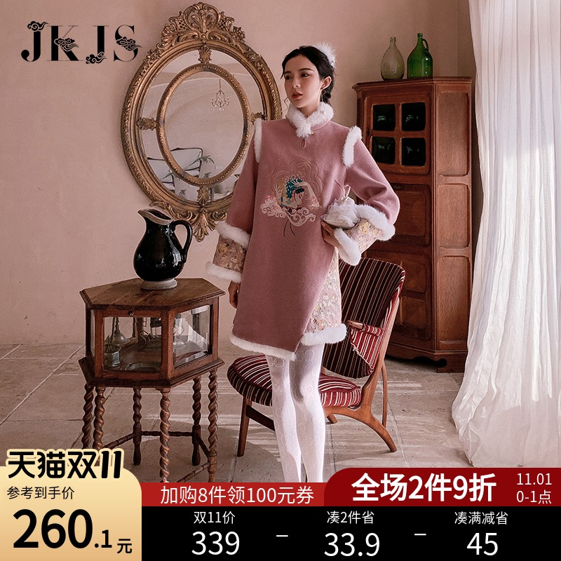 旗袍冬款加厚加绒年新款外套冬季小袄国风女装改良秋冬连衣裙