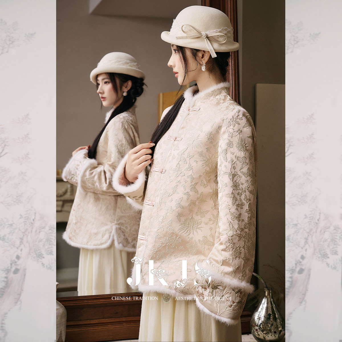 肌理感提花短款棉袄JKJS新中式