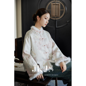 JKJS【戏蔷薇】奢雅新中式浮雕提花棉服外套女冬加厚国风汉服棉衣