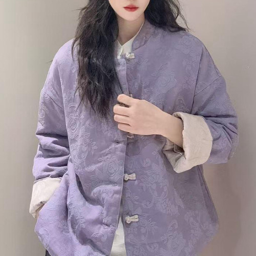 新中式国风提花刺绣立领外套女