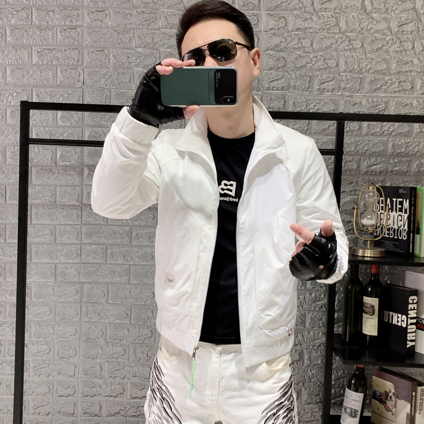 新款夹克男修身立领纯色外套