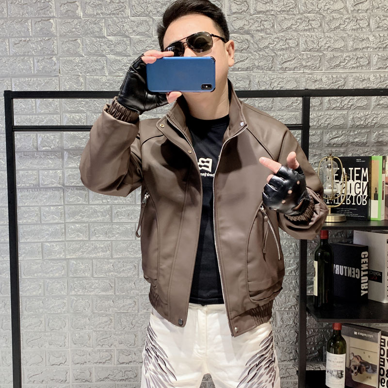 2025新款皮夹克男修身立领加绒皮衣外套时尚高端潮流保暖男装秋冬