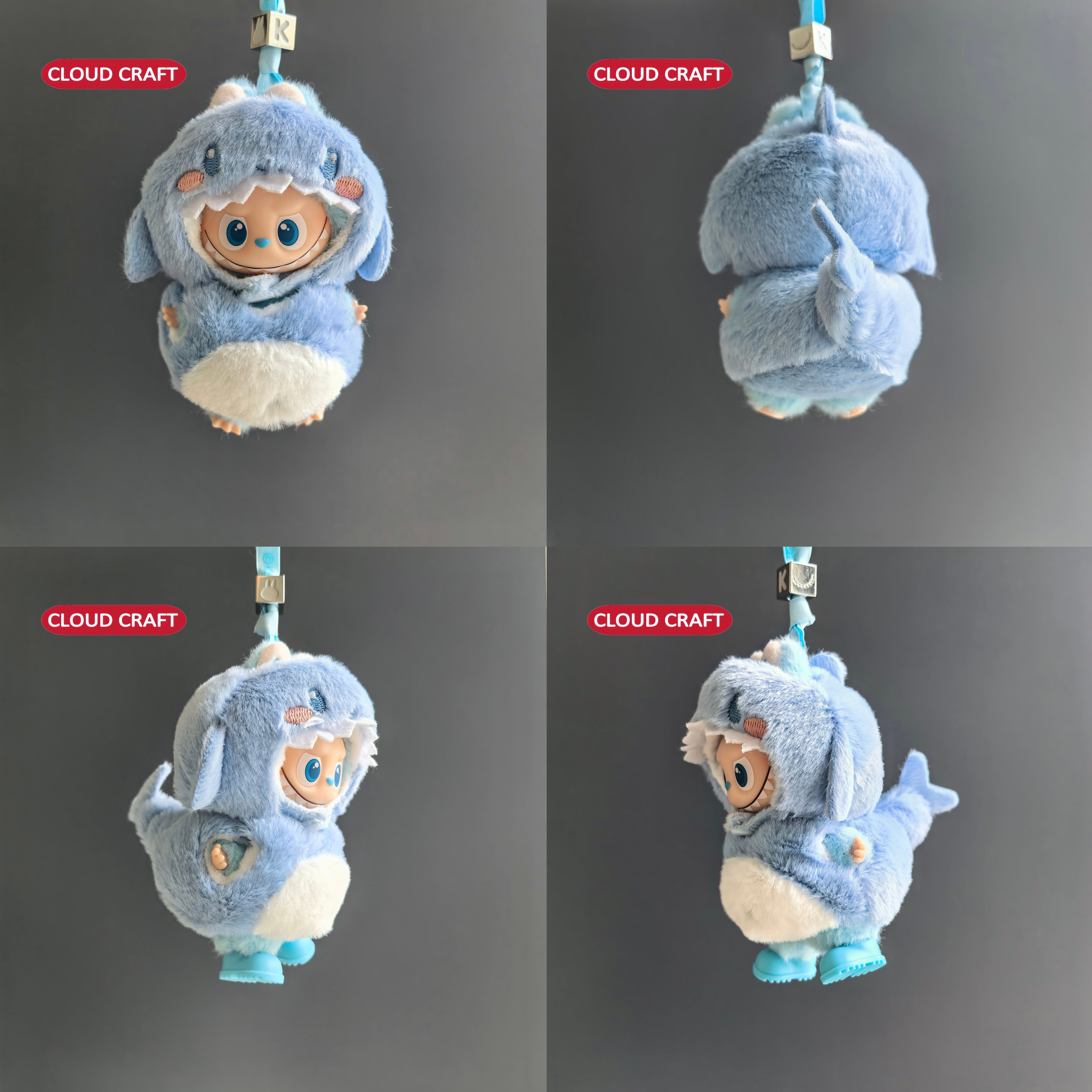 ）适用迷你拉布布娃衣蓝色小鲨鱼套装4代labubu娃衣小拉布布娃衣图片