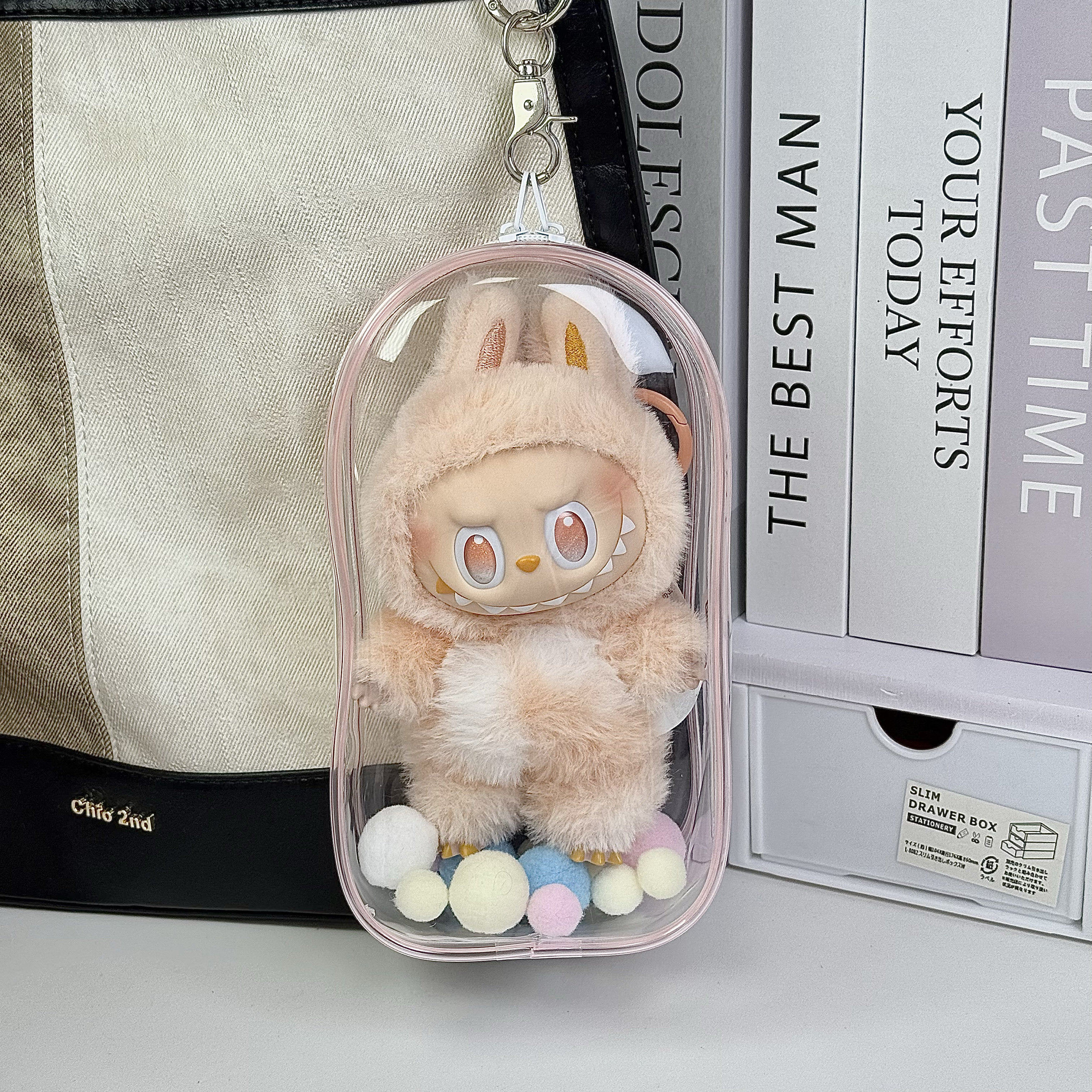 Labubu遛娃包透明防尘收纳包拉布布娃包外出包棉花娃娃挂件保护壳,模玩/动漫/周边/娃圈三坑/桌游,娃包,淘宝优惠券,粉丝福利购,淘宝优惠卷