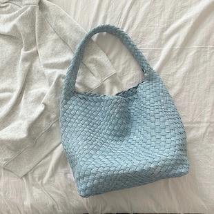 ROSSY 扎染牛仔包大容量通勤水桶包托特包包女百搭休闲ins BAG