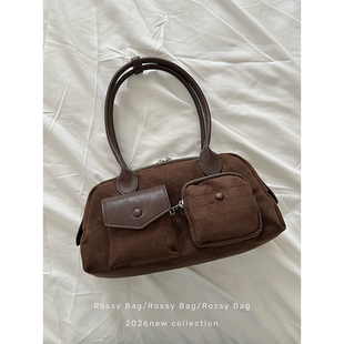 ROSSY BAG 美拉德保龄球腋下包 百搭复古小众手提单肩包包女休闲