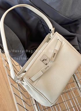 ROSSY BAG 荔枝纹凯莉包 百搭休闲简约纯色质感单肩斜挎包包女