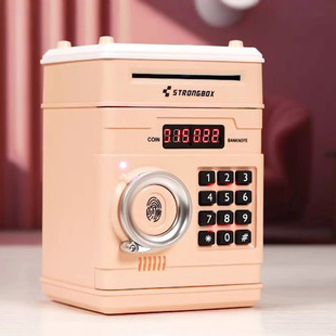 自动卷钱存钱罐指纹密码解锁保险箱电动声光大容量智能存款机玩具