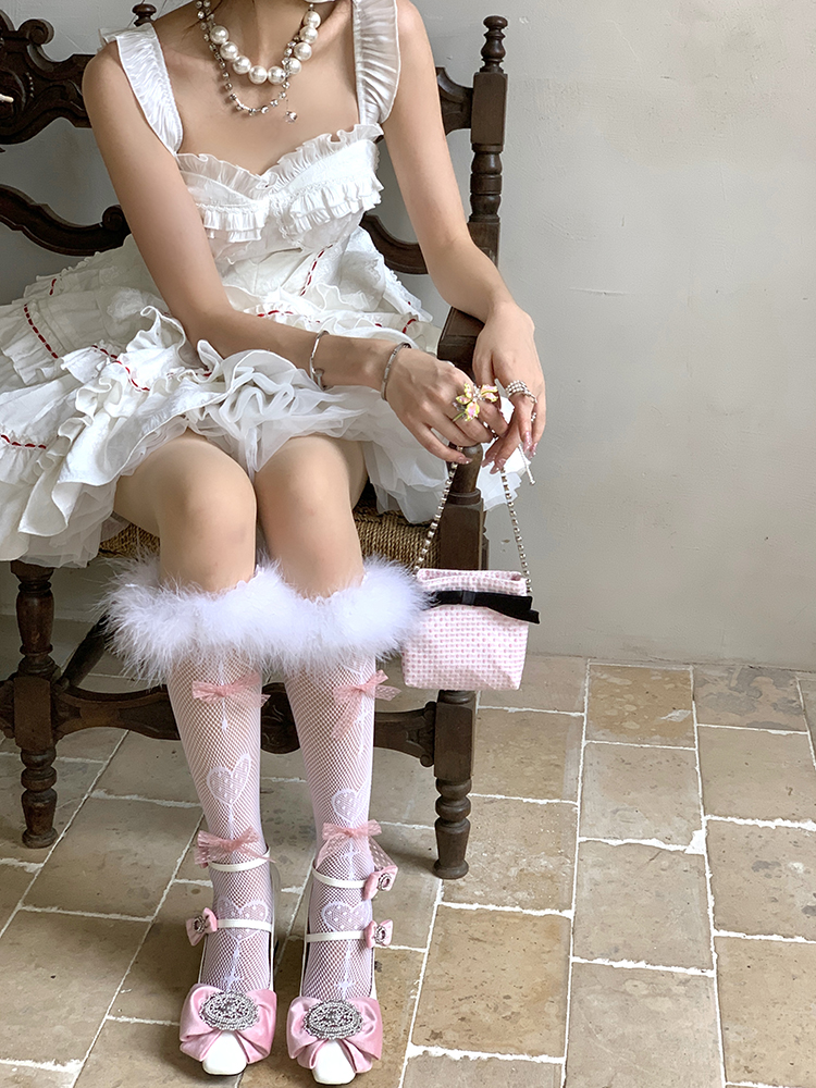 甜美女生网袜羽毛中筒袜独特