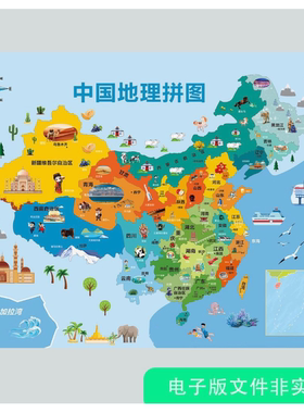 中国地理拼图美食攻略图片中国各省旅游美食分布区域展板海报素材