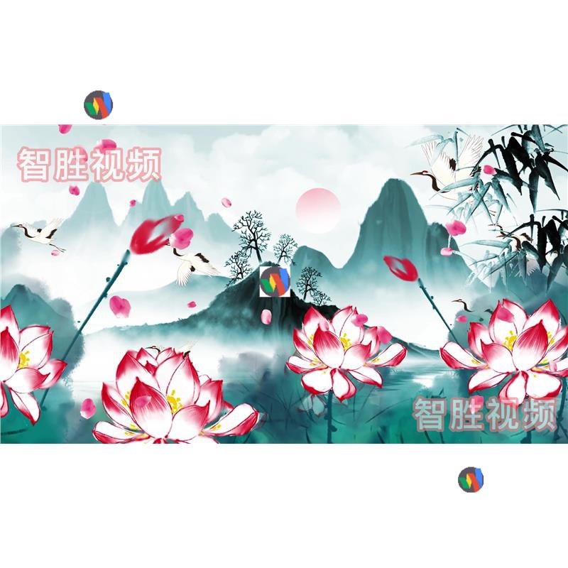 4分12秒中国风水墨山水背景视频素材LED大屏舞蹈古装智胜视频-2